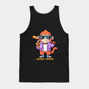 Pop Art Grand Mama Cute Monkey Baseball Tank Top